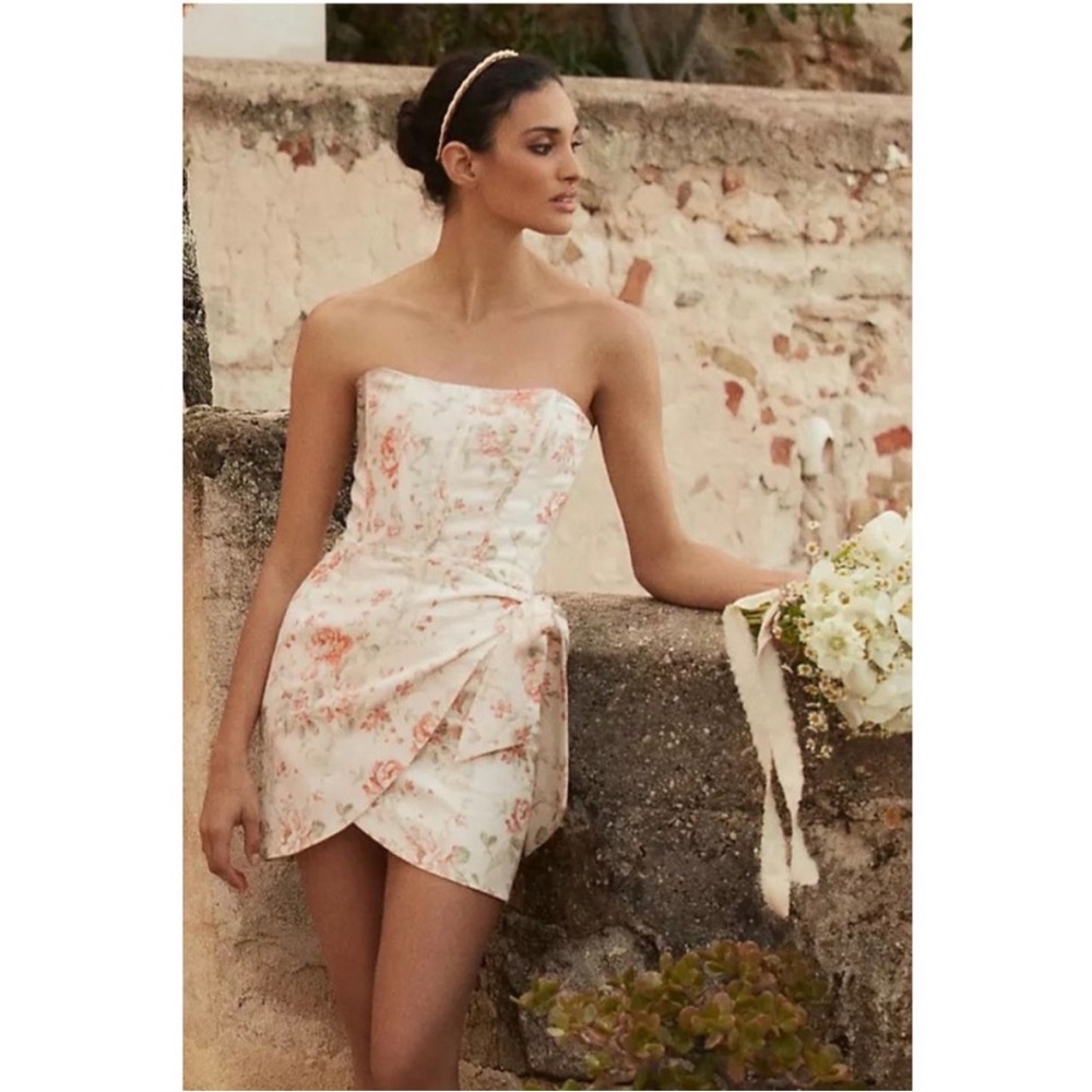 V. Chapman Nasturtium Floral Corset Mini Dress